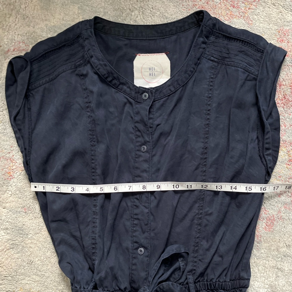 HEI HEI Navy Blue Sleeveless Jumpsuit with elastic waist and tie- so cute! - Picture 5 of 11